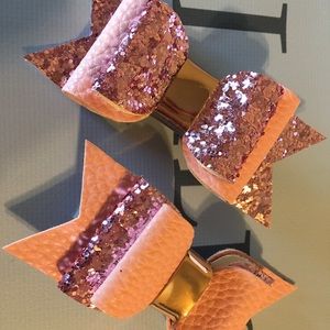 Chunky glitter and faux leather hair bows